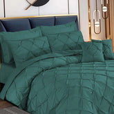 3 Pcs Pintuck Duvet Set -  Teal